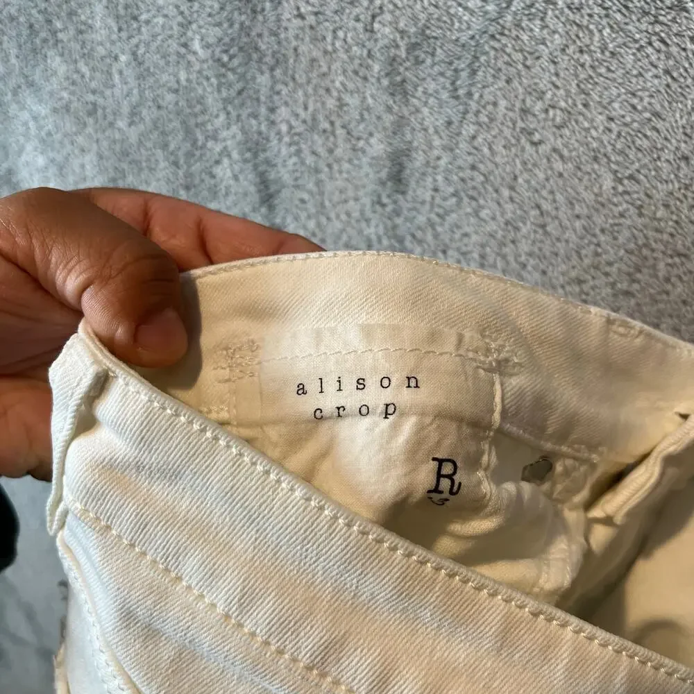R13 Allison Skinny‎ Jeans Garret White Size 28 Distressed
